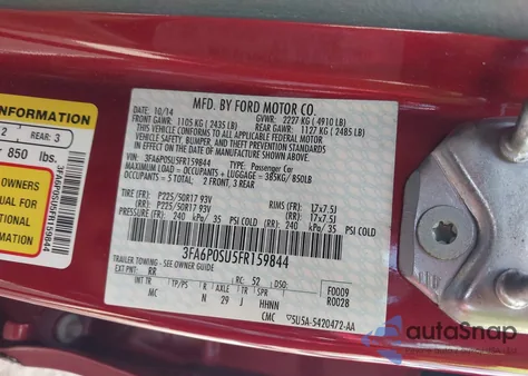 2015 Ford Fusion Energi Titanium из США, поврежденный, VIN 3FA6P0SU5FR159844